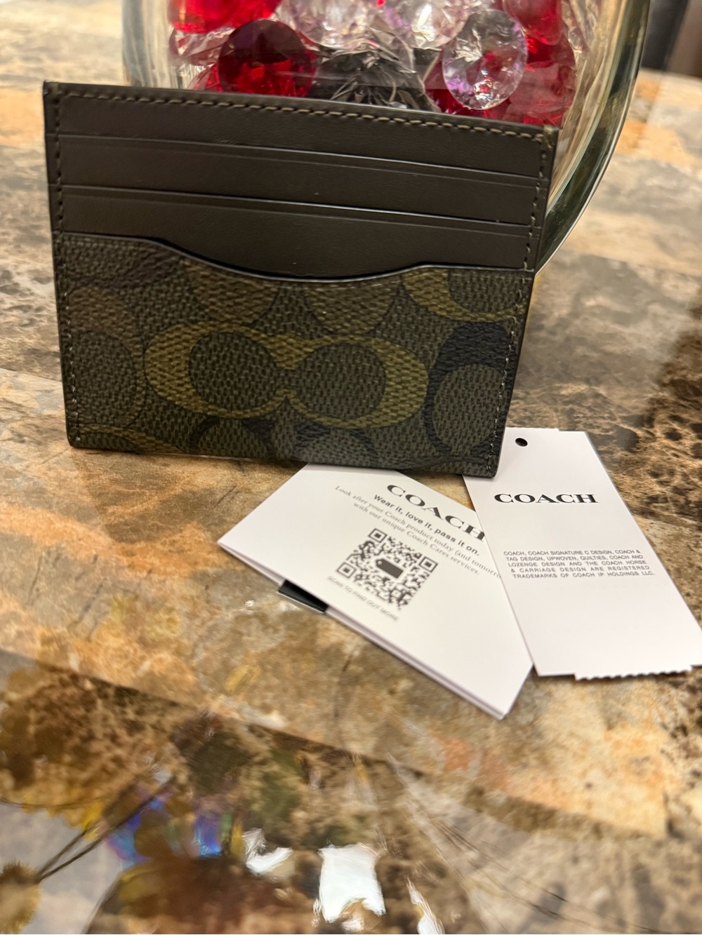 Coach Slim Id Card Case In Signature Camo Print